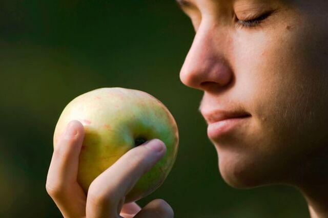 Cheira unha mazá, un plátano ou unha moeda